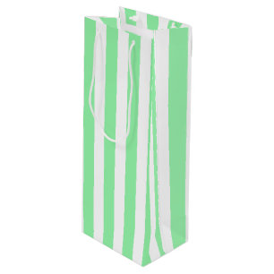 Green and white candy stripes wine gift bag
