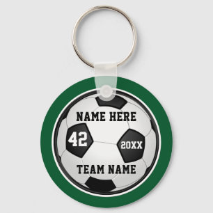 Green and White Cheap Soccer Gifts, Personalised Key Ring