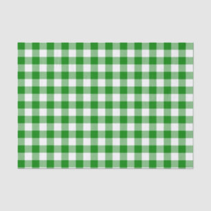 Green and White Check Plaid Tissue Paper
