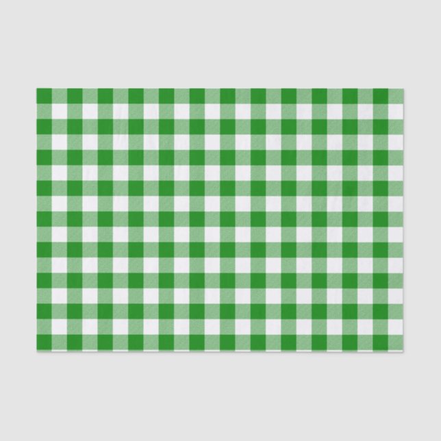 Green and White Check Plaid Tissue Paper (Front)