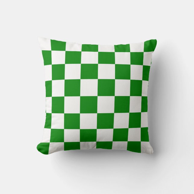 Green and White Checks Cushion (Front)