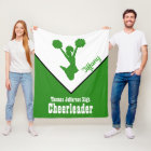 Green and White Cheerleader Fleece Blanket
