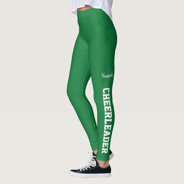 Green and White Cheerleader Leggings (Left)