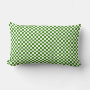 Green and White Chequerboard Squares Lumbar Cushion