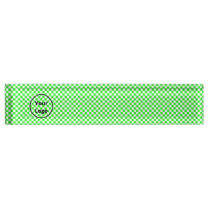 Green and white chequered board pattern nameplate
