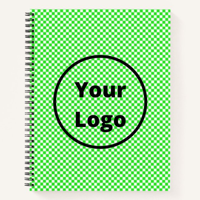 Green and white chequered board pattern notebook (Front)