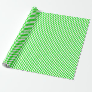 Green and white chequered board pattern wrapping paper