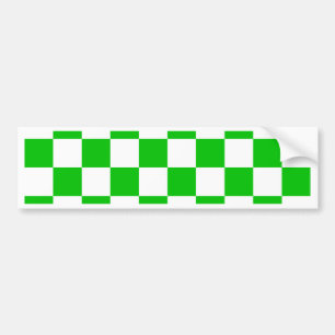 Green and White Chequered Pattern Bumper Sticker