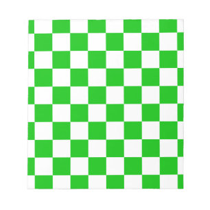 Green and White Chequered Pattern Notepad