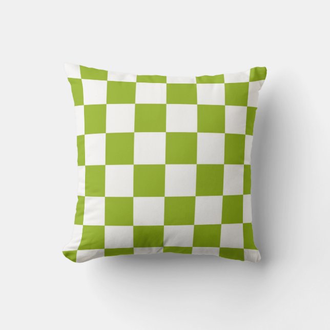 Green and White Chequered Pillow (Front)