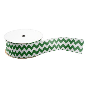 Green and White Chevron Grosgrain Ribbon