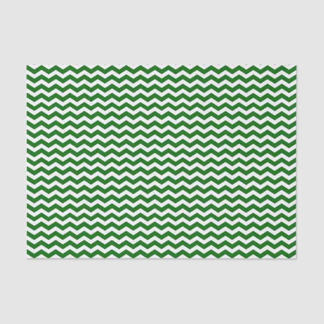 Green and White Chevron Pattern Tissue Paper (Front)