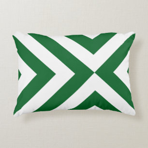 Green and White Chevrons Decorative Cushion