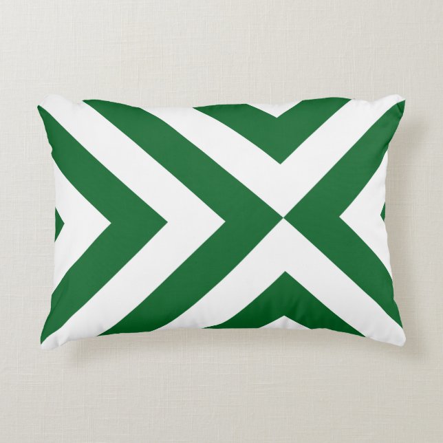 Green and White Chevrons Decorative Cushion (Front)