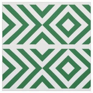 Green and White Chevrons, Diamonds Geometric Fabric