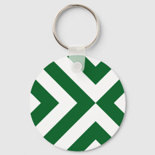 Green and White Chevrons Key Ring
