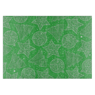 Green and White Christmas Pattern Cutting Board