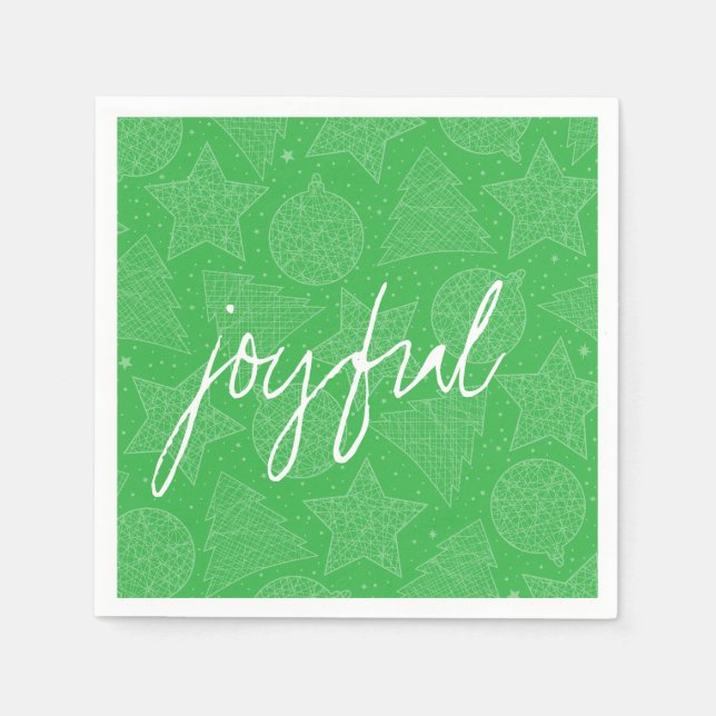 Green and White Christmas Pattern Paper Napkin Set (Front)