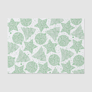 Green and White Christmas Pattern Tissue Paper