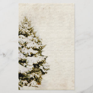 Green and White Christmas Snowflakes Stationery