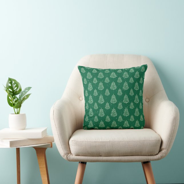 Green and White Christmas Tree pattern Cushion (Chair)