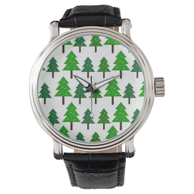 Green and White Christmas Trees Watch (Front)