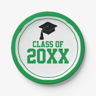 Green and White Class of 2024 Graduation Party Paper Plate