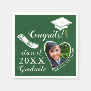 Green and White Class of 2025 Congrats Graduation Napkin
