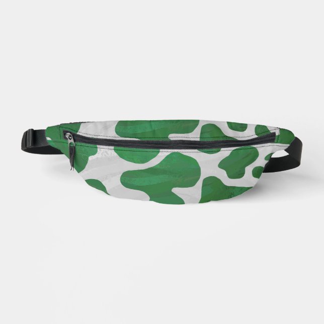 Green and White Cow Pattern Bum Bags (Front)