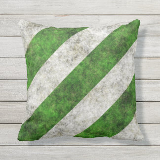 Green and White Diagonal Stripe Cushion