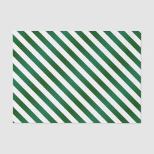 Green and White Diagonal Stripes Tissue Paper