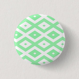 Green and white diamond pattern 3 cm round badge