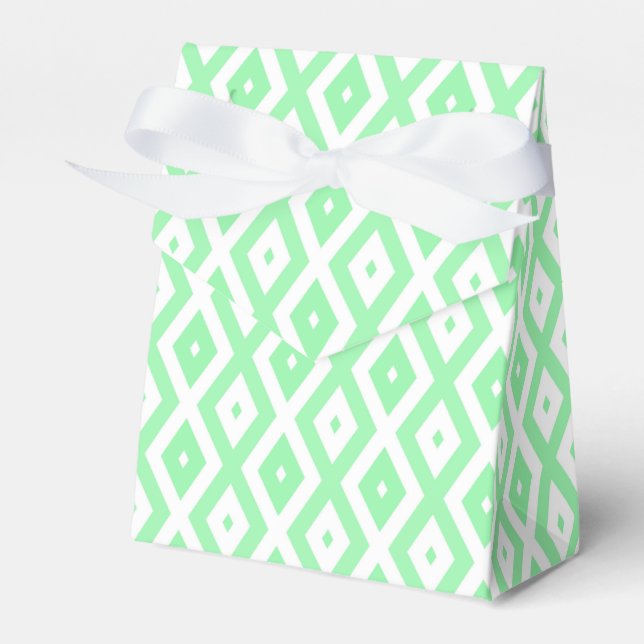 Green and white diamond pattern favour box (Front Side)