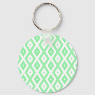 Green and white diamond pattern key ring