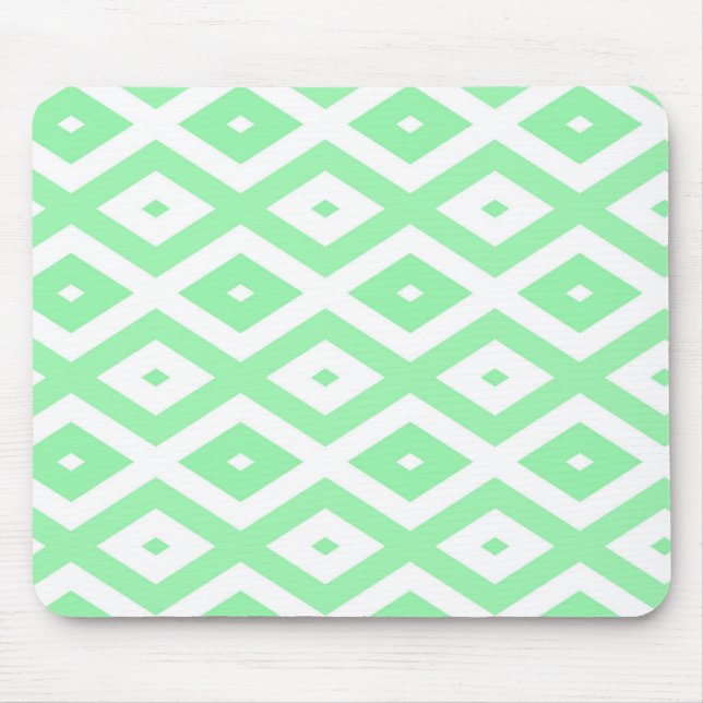 Green and white diamond pattern mouse pad (Front)