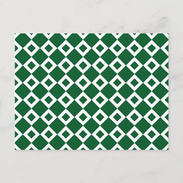 Green and White Diamond Pattern Postcard (Front)