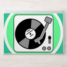 GREEN AND WHITE DJ TURNTABLE