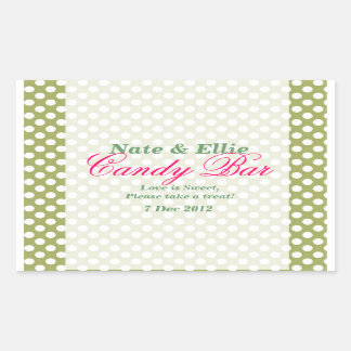 Green and white  dotty Candy Bar Sticker