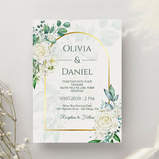 Green and White Elegant Wedding  Invitation
