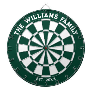Green and White Family Dartboard with Darts