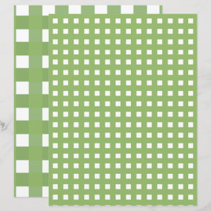Green and White Farmhouse Plaid Scrapbook Paper