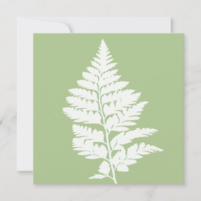 Green and White Fern Greeting Card (Front)