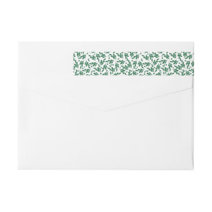 Green and White Festive Foliage Holiday Wrap Around Label