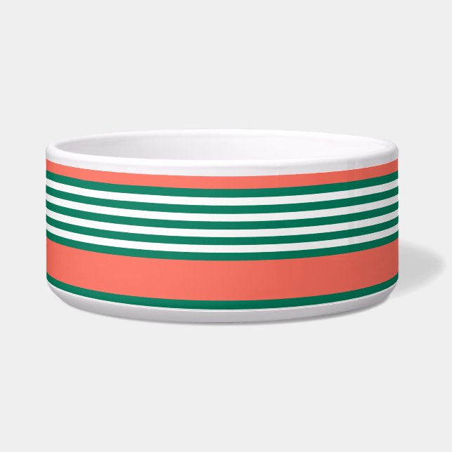 Green and white five stripe pattern with coral (Front)