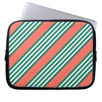 Green and white five stripe pattern with coral