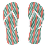 Green and white five stripe pattern with coral