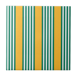 Green and white five stripe pattern with yellow ceramic tile