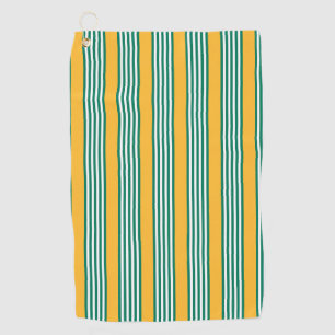 Green and white five stripe pattern with yellow golf towel
