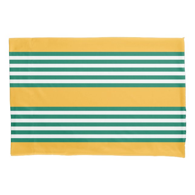 Green and white five stripe pattern with yellow pillowcase (Front)