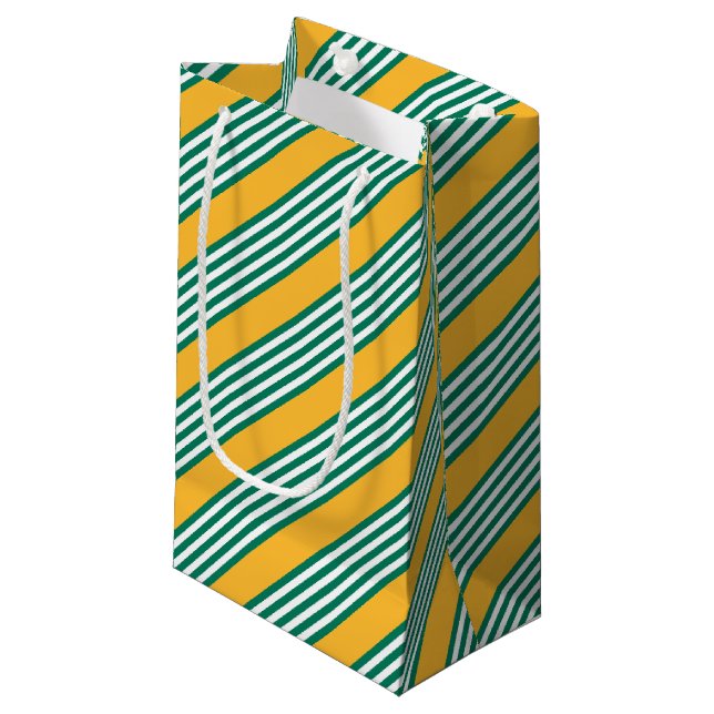 Green and white five stripe pattern with yellow small gift bag (Front Angled)